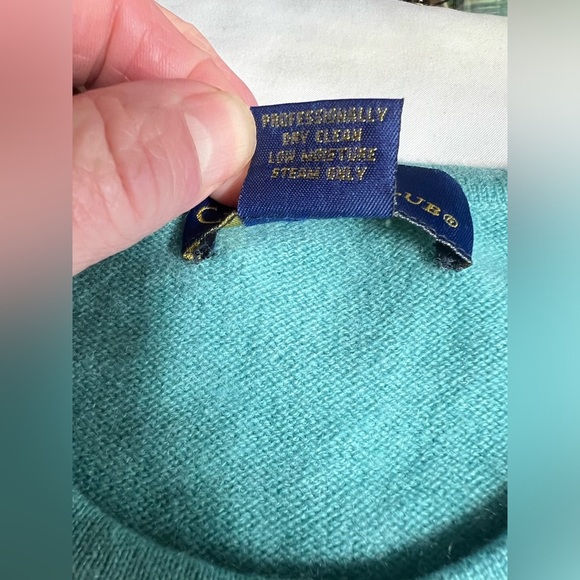 CHARTER CLUB Aqua blue 💯 Cashmere crew‎ neck sweater size M - Picture 10 of 12